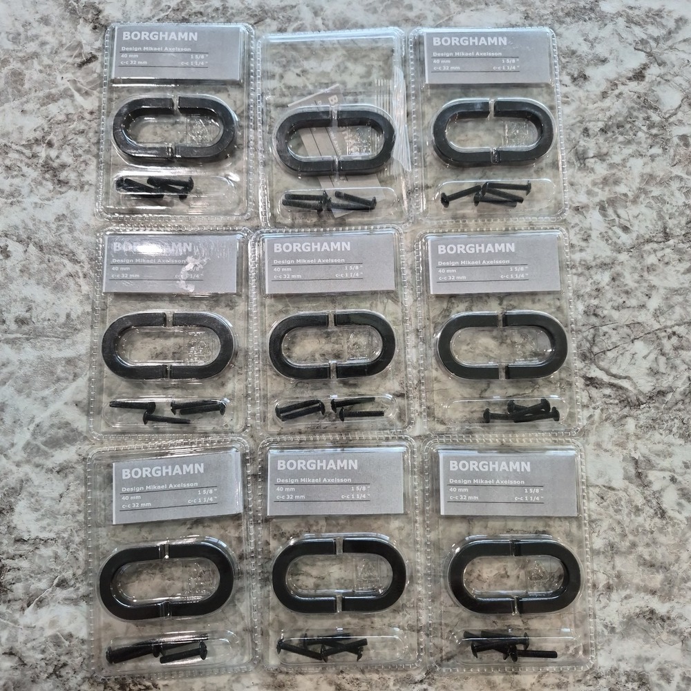 IKEA BORGHAMN Drawer Pull Handle Black 1 5/8" 32mm Design Mikael Axelsson New